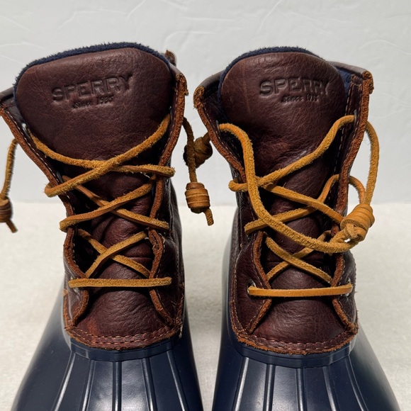 Sperry Women’s Saltwater Brown and Navy Duck Boots Size 9 - Picture 10 of 15